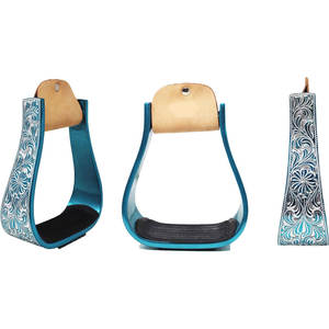 Cheval Western 5 "de large baril Racer Show Étriers légers en aluminium gravé Étriers de selle Rodeo Trail Arena Riding - Product Image 1