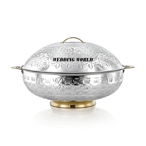 Acero inoxidable Hotpot espejo pulido hecho a mano diseñador cazuela forma redonda de lujo al por mayor calentador de alimentos de Metal - Product Image 3
