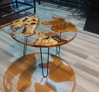 Table basse empilable en bois et résine époxy au design moderne et luxueux, meilleur prix en promotion pour la maison et l'hôtel, pour le salon ou la chambre
