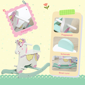 HOMCOM Caballo Balancín para Niños de 1 a 3 Años con Asas, Respaldo y Pedales en MDF, 68L x 27D x 47,5 H cm, Multicolor - Product Image 6