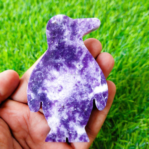 Pingüino de lepidolita Natural hecho a mano, forma de tallado, ayuda a tratar las drogas y todo tipo de condiciones, piedra de la paz - Product Image 4