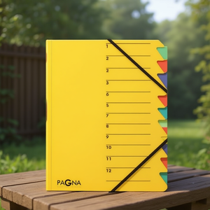 PAGNA Easy DIN <b>A4</b> 225g/m Yellow Pressed Chipboard File <b>Folder</b> with Multicolored 12 Compartments - Product Image 3