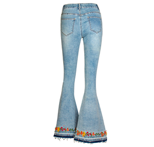Nouvelle mode OEM Vente en gros Pantalon évasé en denim pour femmes Pantalon taille haute respirant confortable avec logo personnalisé - Product Image 2