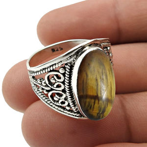 พลอยตาเสือธรรมชาติแหวนโบโฮ925แบบคลาสสิกเครื่องประดับทำด้วยมือสำหรับงานวันเกิดปาร์ตี้ - Product Image 5