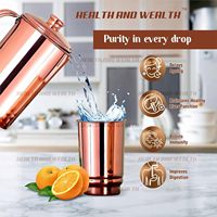 Ensemble de 4 verres à eau en cuivre pur de luxe personnalisables, gobelets, bienfaits pour la santé et le yoga, 300 ml