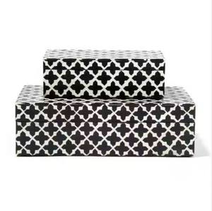 Boîte à bijoux moderne de luxe en plastique incrusté faite à la main pour le rangement de colliers et de bagues, taille et couleur personnalisables, fabriquée en Inde - Product Image 3