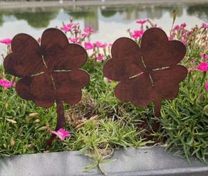 Piquet d'usine en métal formé par feuille d'érable colorée par rouille pour la décoration extérieure de jardin - Product Image 5