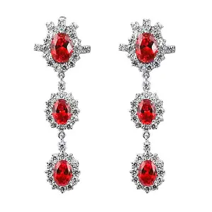 Pendientes Largos de Plata con Rubí para Mujer - Product Image 1