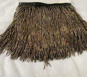 Garniture de frange de perle AB brune pour la haute couture, gland de frange de perle à la main 5yards/lot perle gland glands garniture frange de dentelle - Product Image 1