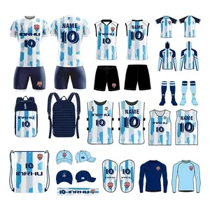 LUSON Vintage Personalized Breathable Team Club Football Uniform Full Team Set Custom Soccer Jersey