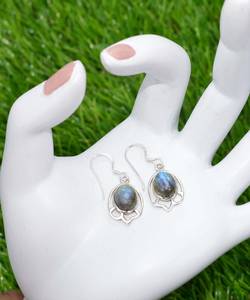 Labradorite Boucles d'oreilles crochet en argent sterling 925 Bijoux en pierres précieuses naturelles pour cadeaux et usage quotidien - Product Image 1