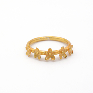 Multi Flower Band <b>Ring</b> Gold Plated Brass <b>Dainty</b> Floral Wholesale <b>Ring</b> For Women - Product Image 1