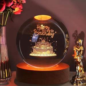 Desidiya - Lámpara de Noche de Cristal 3D con Forma de Bola de Cristal, Base de Silicona LED, Esfera de Cristal, Decoración del Hogar, Regalo para Ramadán, Cumpleaños, Pascua, Mujeres y Hombres - Product Image 2