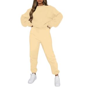 Conjunto de sudaderas con capucha bajas personalizable OEM para mujer, conjunto de 2 piezas en blanco transpirable de gran tamaño con hombros caídos y cuello holgado con capucha para otoño XS - Product Image 1