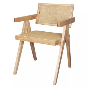 Sedia in Rattan Stile Chandigarh Retrò, Sedia da Pranzo in Legno Massello, Sgabello con Braccioli <span class=keywords><strong>e</strong></span> Schienale per Casa <span class=keywords><strong>e</strong></span> Ristorante - Product Image 5