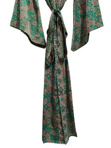 ชุดใส่ในเลานจ์ชุดกิโมโนผ้าไหมยาวถึงข้อเท้าชุดคลุมหลายสีชุดกลางคืนชุดคลุมชุดอินเดียวินเทจผ้าไหมส่าหรีสไตล์วินเทจ - Product Image 2