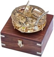 Boussole armillaire solaire en bois, boîte décorative Art Déco, instrument nautique géométrique vintage pour la navigation, décoration, cadeau H.M.A.