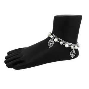 Apurva Pearls <b>Anklet</b> 1501725 Silver Plated with <b>Gold</b> Rose <b>Gold</b> and Rhodium White Pearl Diamond and Zircon for Gift - Product Image 1