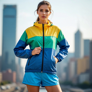 OEM impermeable pulóver Crop Jacket Shorts conjuntos cortavientos lluvia Crop trajes mujeres ropa de playa cortavientos traje corto - Product Image 1