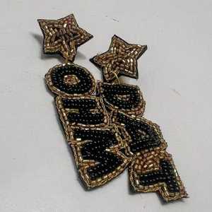 Golden <b>Black</b> European American Style Classic Beaded <b>Stud</b> <b>Earrings</b> Set Bohemian Design Wedding Unisex Jewelry Wholesale - Product Image 1