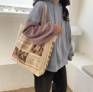 กระเป๋าผ้าแคนวาสลายทางสไตล์เรเนซองส์กระเป๋าผ้าคอตตอนพิมพ์โลโก้ออกแบบได้ตามต้องการ - Product Image 3