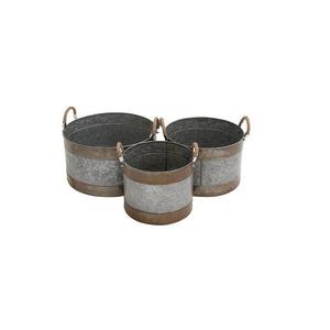 Superbe en Pots de Jardinière Finis Galvanisés Antiques Ensemble de 3 Pots de Fleurs et Jardinières avec Fer Métallique et Design Classique - Product Image 1