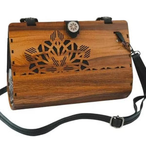 Sac à main en bois intelligent nouvellement lancé, sac de créateur géométrique de luxe artisanal, fermeture éclair vintage, mode incroyable, portable, prix bas - Product Image 1