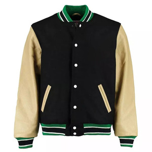 Personalizado de los hombres de lujo de manga de cuero Letterman Varsity chaqueta de cuello alto chaqueta de lona para los hombres - Product Image 2