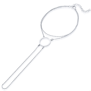 Pulsera de Cadena Chapada en Oro y Rodio con Diseño de Círculo Abierto, Elegante Joyería Turca Hecha a Mano en Plata de Ley 925 - Product Image 5