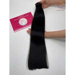 100% cheveux vierges non transformés # 1A noir naturel droit vietnamien Double dessiné trame paquet Extensions de cheveux tendance chaude - Product Image 1