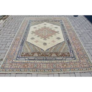 พรมหญ้าทะเลคอตตอนออร์แกนิกงานเย็บปะทำด้วยมือขนาด6.2x8ฟุตคลาสสิกสีขาวสไตล์ตุรกีโบราณ - Product Image 1