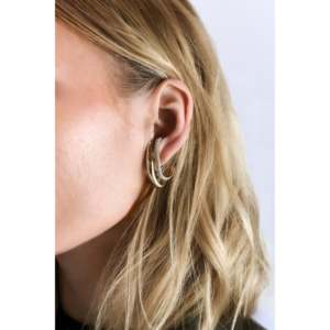 Rhea Diamond Gold Sculptural Wave <b>Earrings</b> - Product Image 2