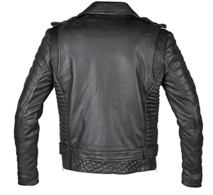 High Quality Coated Black Genuine Leather Formal Motorcycle Jacket Canvas <b>Fabric</b> Slim Fit Turn-down Collar Men's Thick Front - Product Image 4