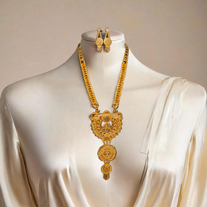 Ensemble de boucles d'oreilles collier de qualité assurée avec plaqué or 22 carats Style unique femmes porter collier boucles d'oreilles ensemble bijoux - Product Image 3