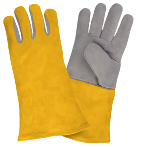 Guantes de cuero dividido de piel de vaca reforzada de alta calidad Guantes DE SEGURIDAD ignífugos resistentes al calor para construcción de pulgar recto - Product Image 6