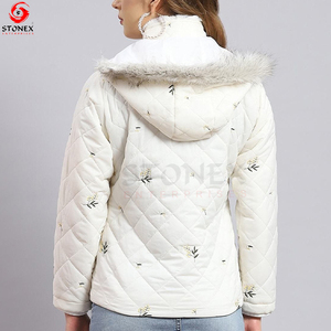 Chaqueta de bombardero bordada personalizable para mujer, ropa de calle transpirable, tela de punto de lona con relleno de algodón, diseño propio aceptado - Product Image 4
