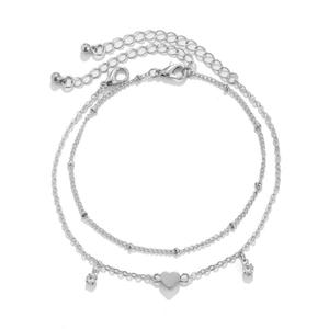 Conjunto de Tobilleras de Moda para Mujer, de Aleación, con Dos Piezas, Cristales y Flecos en Forma de Corazón, Gran Venta - Product Image 1