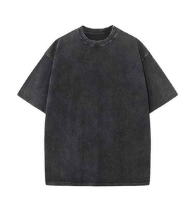 T-shirt à manches courtes en jersey délavé, coupe ample, grande taille, en coton/fibre de bambou teint en pièce, 180 g/m², avec logo imprimé personnalisé - Product Image 3