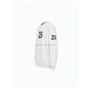 Premium 380 GSM sudadera de lana de algodón suave tela cepillada logotipo bordado personalizado Unisex cuello redondo estilo básico sudaderas - Product Image 3