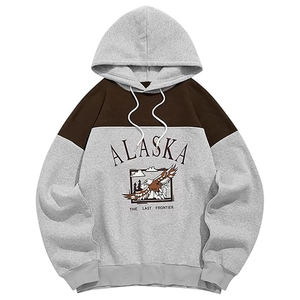 Sudadera con capucha con forro polar de dos tonos para hombre, sudadera térmica con bloque de Color gráfico bordado para invierno, técnica teñida lisa - Product Image 6