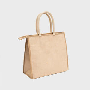Grand sac isotherme en jute naturel avec poignées rembourrées, produit écologique - Product Image 1