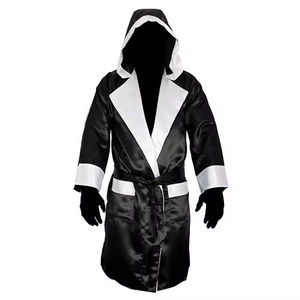 Top Selling Premium Quality Custom Shiny Full Length <b>Boxing</b> <b>Robe</b> Hood Men Solid Color Logo Polyester Durable Breathable - Product Image 1