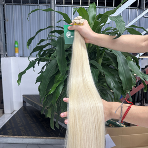 Extensions de cheveux humains russes Remy Virgin 100% de luxe sans enchevêtrement, cheveux en soie le meilleur fournisseur couleur cendré - Product Image 1