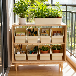 Kolları ile büyük kapasiteli plastik saklama kutuları, oyuncaklar için istiflenebilir açık ön organizatör kutusu, giysi, kiler, garaj - Product Image 2