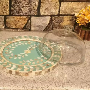 ถาดอะคริลิคทรงโดมเคลือบอะคริลิคแบบหรูหราแม่ของไข่มุกฝังสำหรับงานแต่งงานเดือนและตกแต่งโต๊ะในบ้าน - Product Image 2