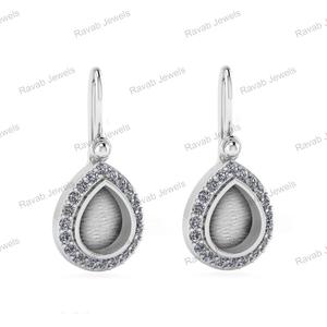 Pendiente de Plata de Ley 925, 8x10mm, corte de pera, monturas CZ, recuerdo de resina de oro de 14K, alto diseño personalizado para mujer, joyería de regalo perfecta - Product Image 6