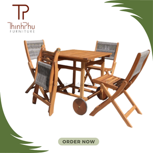 Hoàn Chỉnh Thiết Lập Rắn Gỗ Phong Cách Ngoài Trời Đồ Nội Thất Sân Vườn Bàn Ghế Gói Miếng Cho Cà Phê Cửa Hàng Nhà Hàng Thanh Nhà Hàng Biệt Thự - Product Image 3