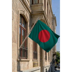 Ensemble de mât de drapeau télescopique du Bangladesh, en aluminium, à fixation murale, avec drapeaux en polyester imprimés numériquement 3x5 pieds, pour l'assurance automobile et l'éducation - Product Image 2