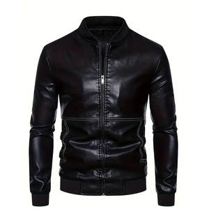 แจ็กเก็ตหนังสำหรับผู้ชายเสื้อแจ็กเก็ตหนังมีสไตล์มีหลายสี - Product Image 1
