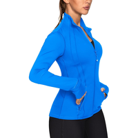 Chaqueta Deportiva para Mujer, Ajustada, con Cierre Frontal, Elástica en 4 Direcciones, de Algodón Suave, Resistente al Viento, Ligera, sin Costuras, Talla Grande